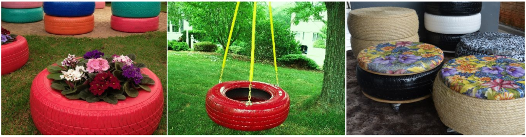 decoração com pneu