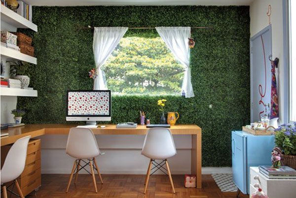 decoração grama sintética em ambientes diferentes