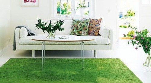 tapete de grama artificial na decoração