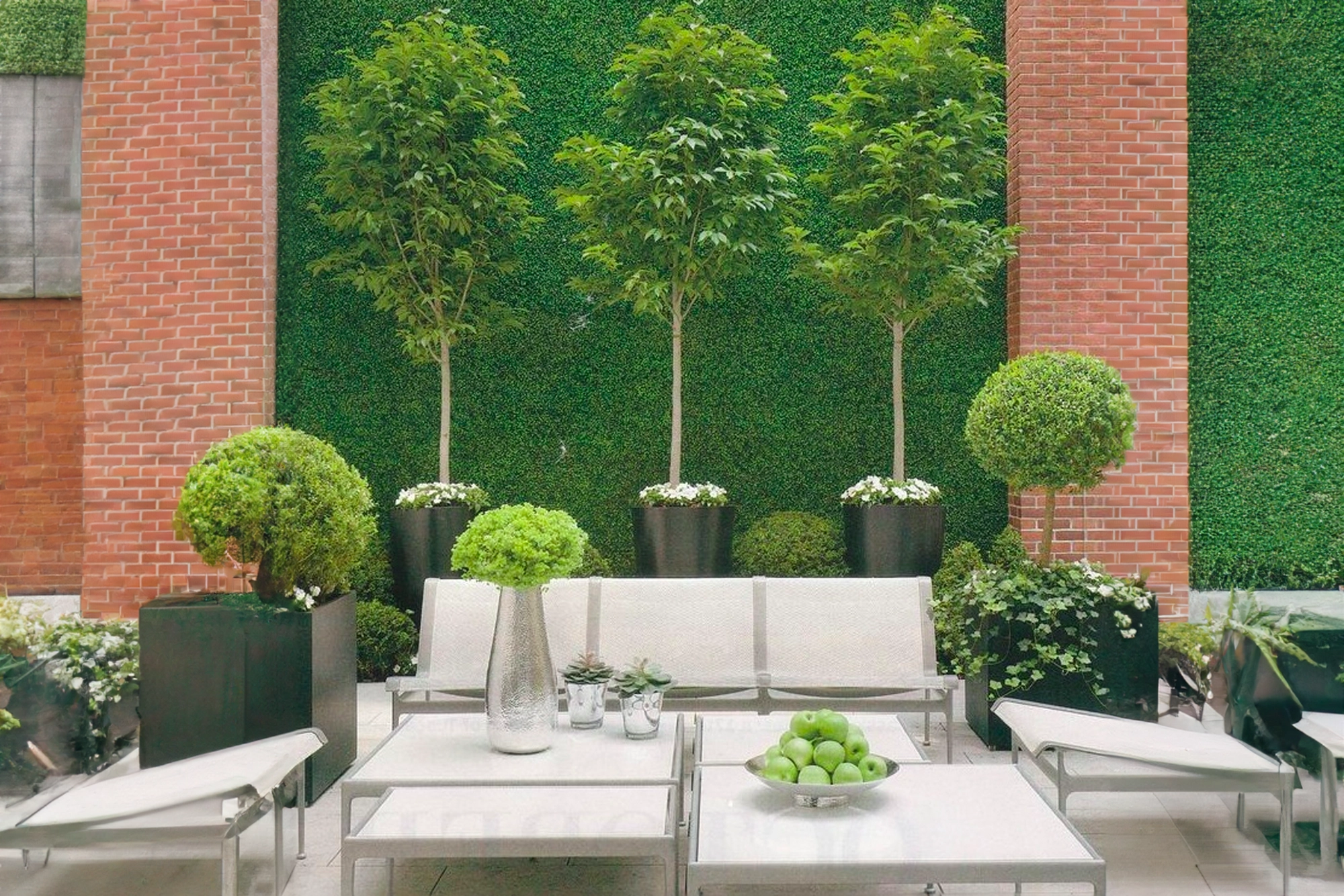 Exemplo de uso da grama sintética na parede