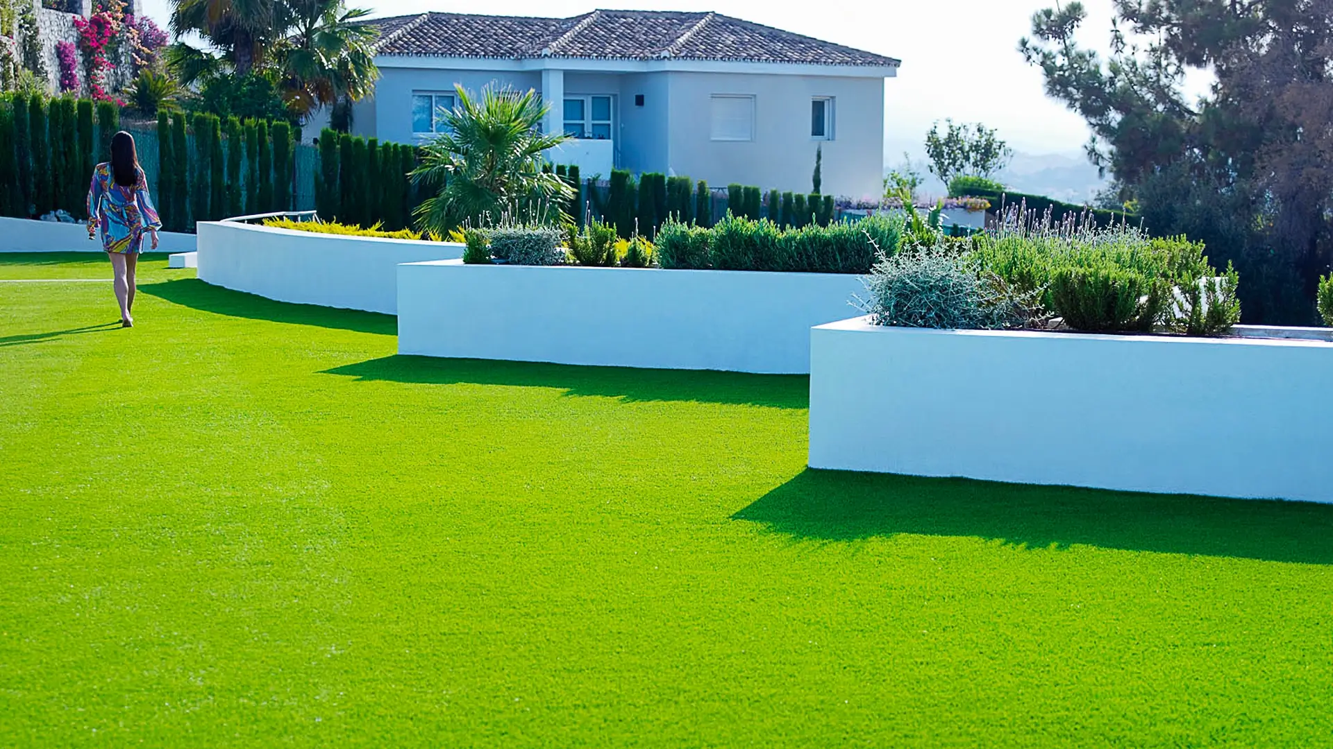 Grama sintética no sol